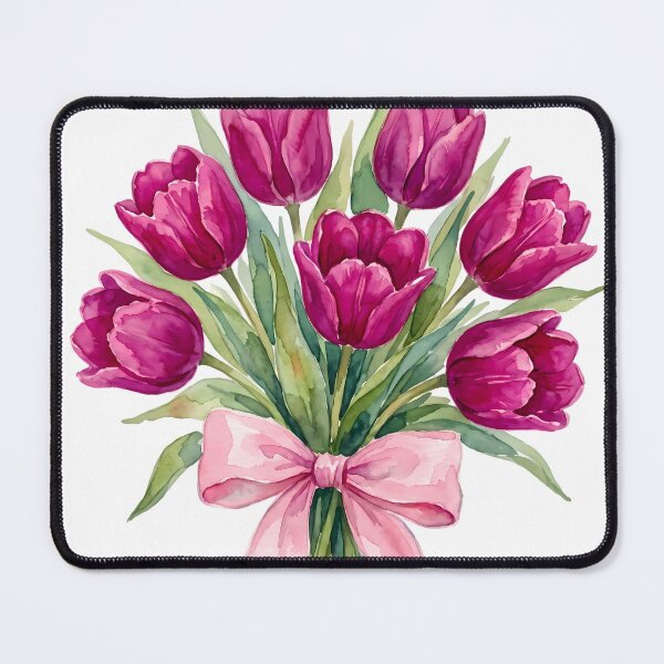 Item preview, Magenta Pink Watercolor Tulip Bouquet - Elegant Botanical Spring Flowers designed and sold by Artful Accents.