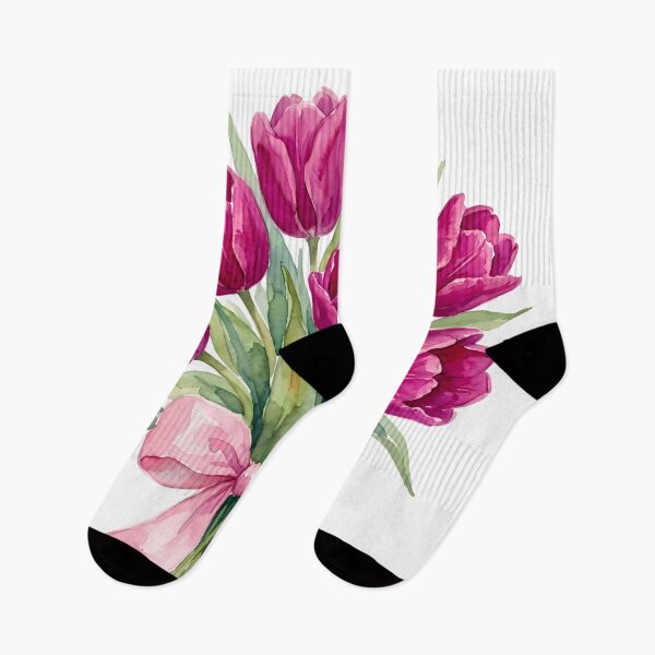 Item preview, Magenta Pink Watercolor Tulip Bouquet - Elegant Botanical Spring Flowers designed and sold by Artful Accents.