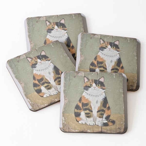 Item preview, Unbothered Calico Paws-Tucked Folk Cat designed and sold by PictorialWhimsy.