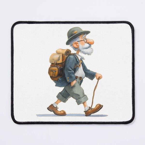 Item preview, Old Hiker Cartoon Vintage Backpacker Wanderlust Traveling Grandpa Walking Graphic designed and sold by DesignArtist.ia.