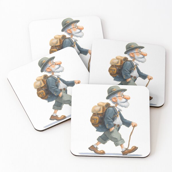 Item preview, Old Hiker Cartoon Vintage Backpacker Wanderlust Traveling Grandpa Walking Graphic designed and sold by DesignArtist.ia.