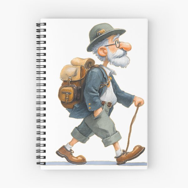 Item preview, Old Hiker Cartoon Vintage Backpacker Wanderlust Traveling Grandpa Walking Graphic designed and sold by DesignArtist.ia.