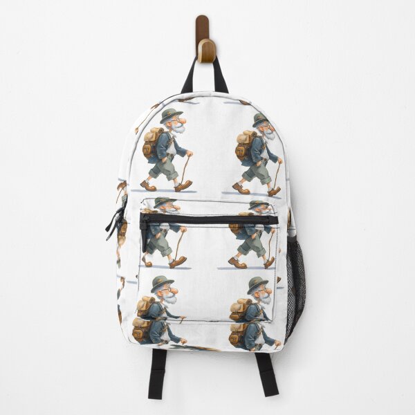 Item preview, Old Hiker Cartoon Vintage Backpacker Wanderlust Traveling Grandpa Walking Graphic designed and sold by DesignArtist.ia.