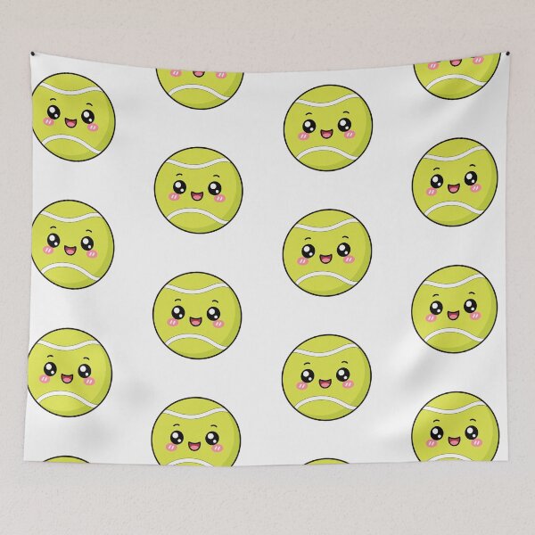 Item preview, Cute Kawaii Tennis Ball Happy Sports Court Illustration designed and sold by Seculinator.