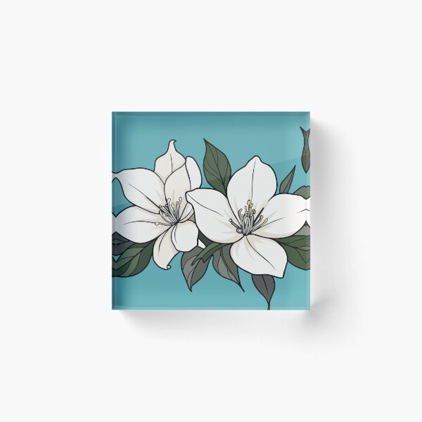 Item preview, Elegant White Jasmine Flowers - Dark Botanical Line Art designed and sold by Caterina@.