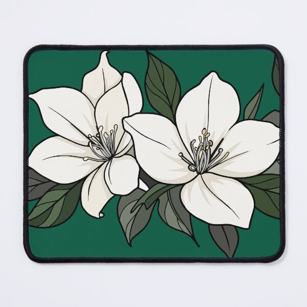 Item preview, Elegant White Jasmine Flowers - Dark Botanical Line Art designed and sold by Caterina@.