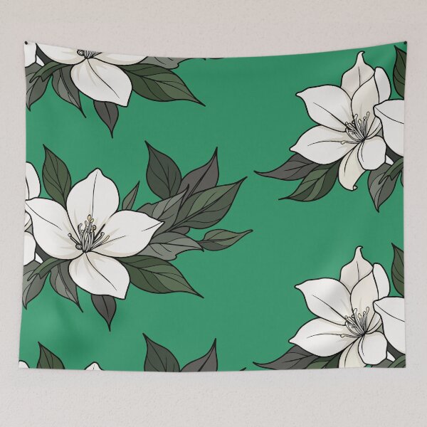 Item preview, Elegant White Jasmine Flowers - Dark Botanical Line Art designed and sold by Caterina@.