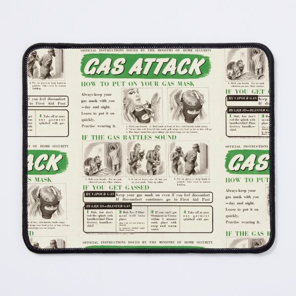 Item preview, Vintage WWII Gas Mask Poster | Historical Civil Defense Art | Home Security Instructions | Wartime Britain Print designed and sold by artofuniverse.