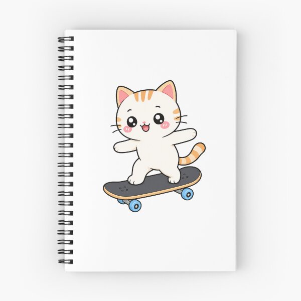 Item preview, Cute Kawaii Cat Riding Skateboard Neko Skate Illustration designed and sold by Seculinator.