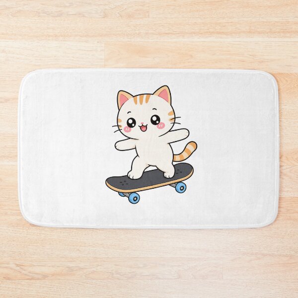 Item preview, Cute Kawaii Cat Riding Skateboard Neko Skate Illustration designed and sold by Seculinator.