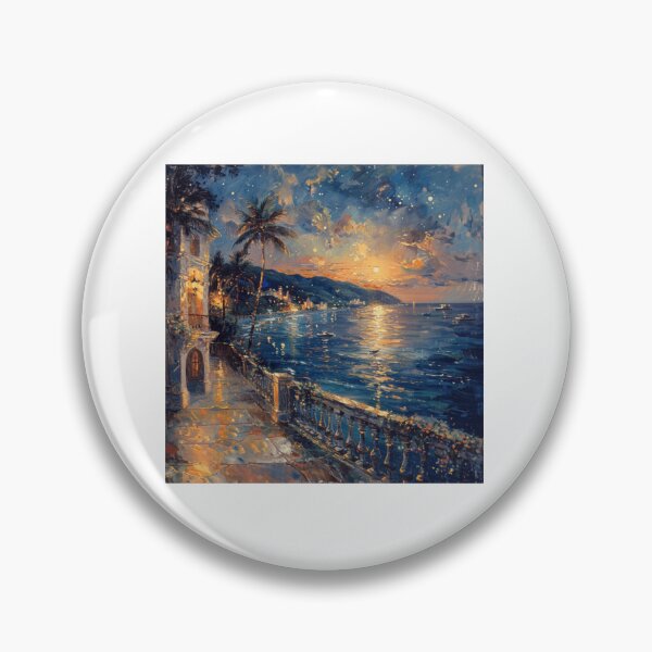Item preview, Coastal City Promenade Sunset Painting designed and sold by ontiverospixels.