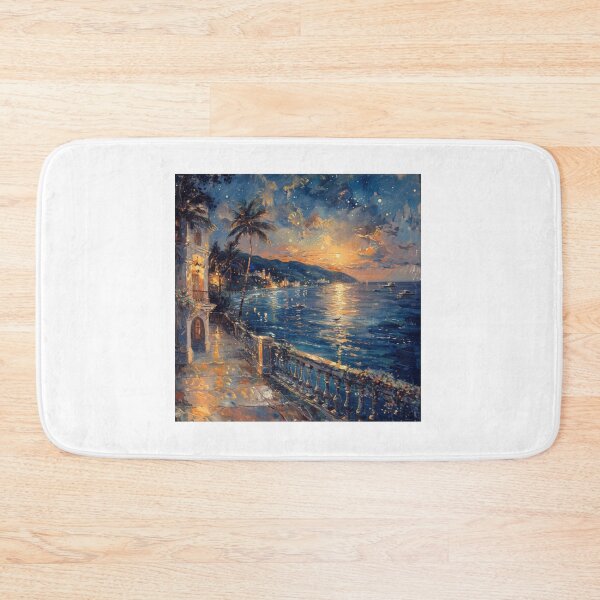 Item preview, Coastal City Promenade Sunset Painting designed and sold by ontiverospixels.