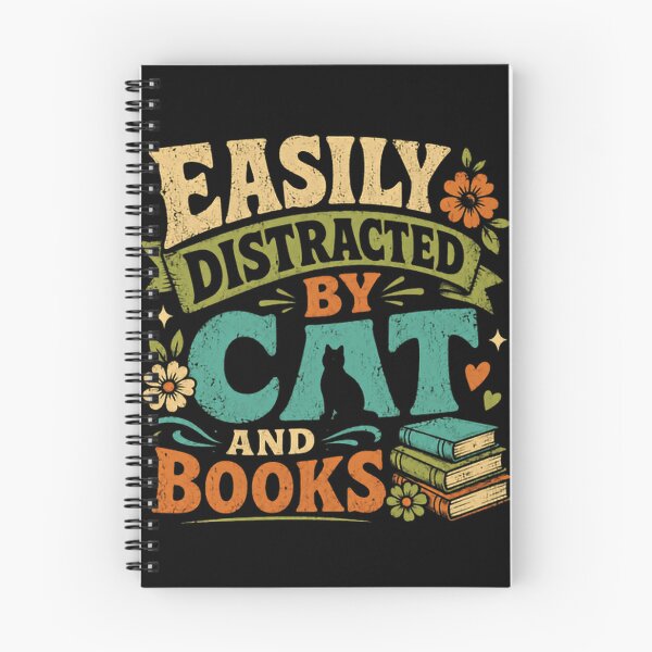 Item preview, Easily Distracted By Cat And Books Cat Lover Bookworm Reader Feline Literature designed and sold by RetroMini2026.