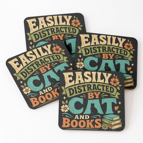 Item preview, Easily Distracted By Cat And Books Cat Lover Bookworm Reader Feline Literature designed and sold by RetroMini2026.
