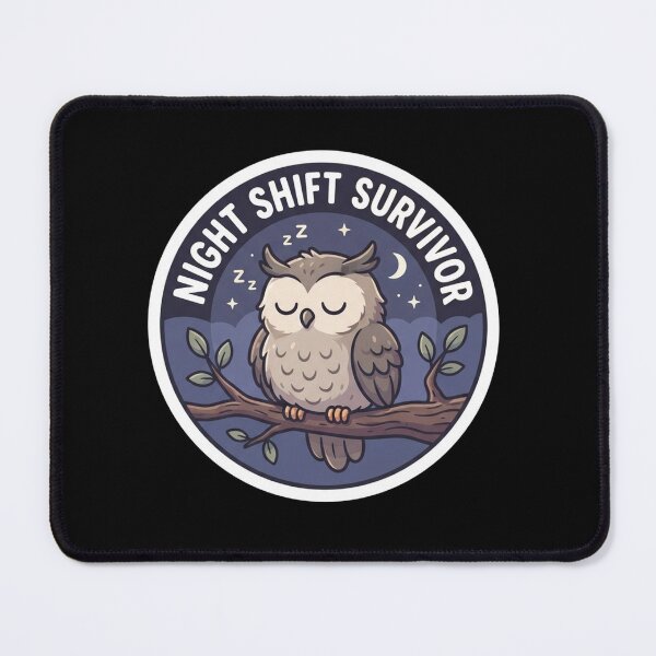 Item preview, Night Shift Survivor Sleeping Owl Badge designed and sold by Owcomm.