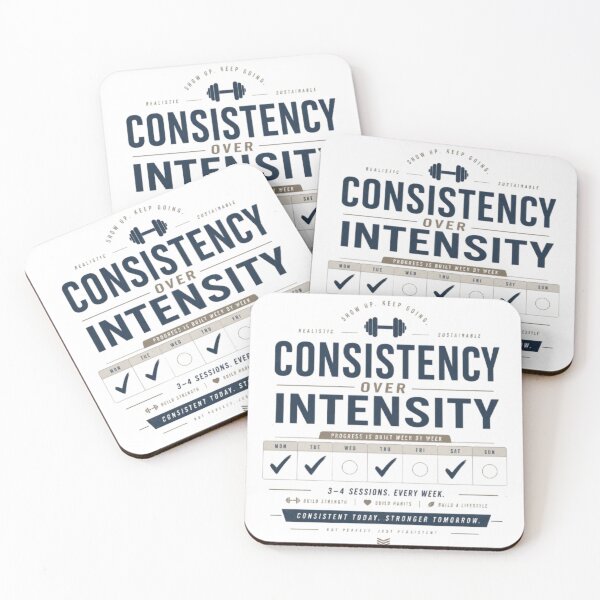 Item preview, Consistency Over Intensity Fitness Design  3-4 Times Weekly Workout Motivation  Sustainable Training Gym Apparel designed and sold by Life Quotes.