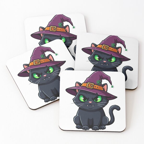 Item preview, Cute Black Cat Witch with Green Eyes - Halloween Vector Art designed and sold by Antony004.