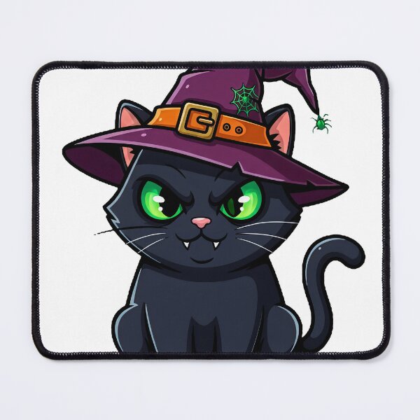 Item preview, Cute Black Cat Witch with Green Eyes - Halloween Vector Art designed and sold by Antony004.