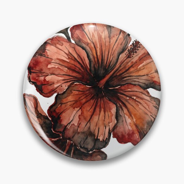 Item preview, Terracotta Hibiscus Floral Pattern Moody Botanical Print designed and sold by MoonOpuluna.