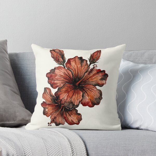 Item preview, Terracotta Hibiscus Floral Pattern Moody Botanical Print designed and sold by MoonOpuluna.