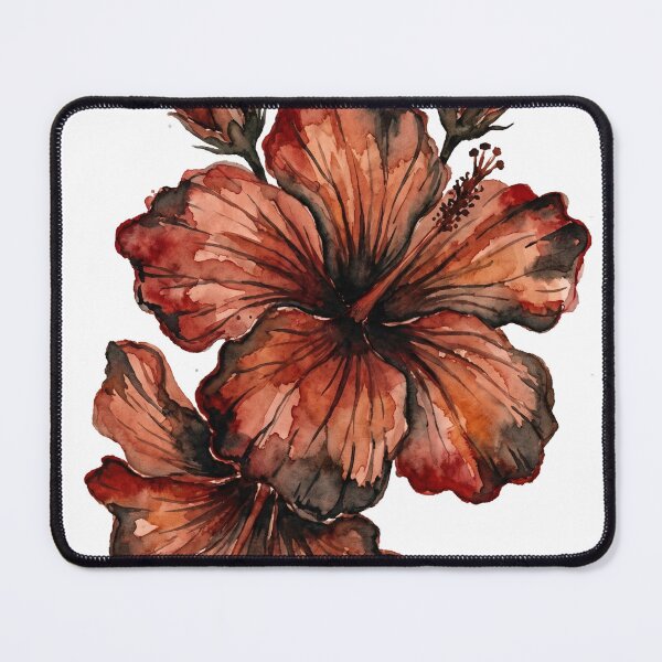 Item preview, Terracotta Hibiscus Floral Pattern Moody Botanical Print designed and sold by MoonOpuluna.