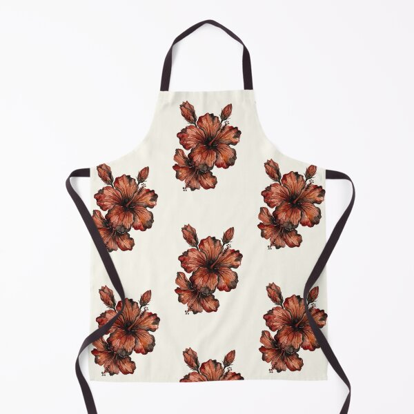 Item preview, Terracotta Hibiscus Floral Pattern Moody Botanical Print designed and sold by MoonOpuluna.