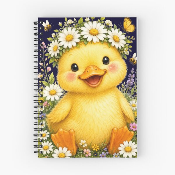 Item preview, Cute Baby Duck Wearing Daisy Flower Crown Watercolor Spring Floral Animal Illustration designed and sold by HopeAndHustle.