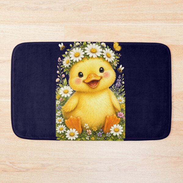 Item preview, Cute Baby Duck Wearing Daisy Flower Crown Watercolor Spring Floral Animal Illustration designed and sold by HopeAndHustle.