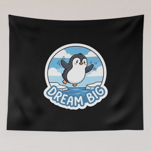 Item preview, Cute Penguin Jumping Dream Big Illustration designed and sold by Owcomm.