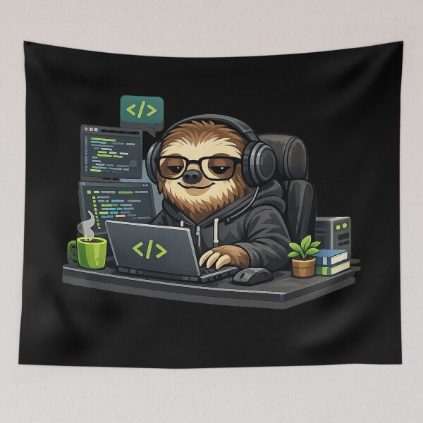 Item preview, Lazy Sloth Programmer Coding at Laptop | Cute Developer Gift for Coders designed and sold by Ach&Koor.
