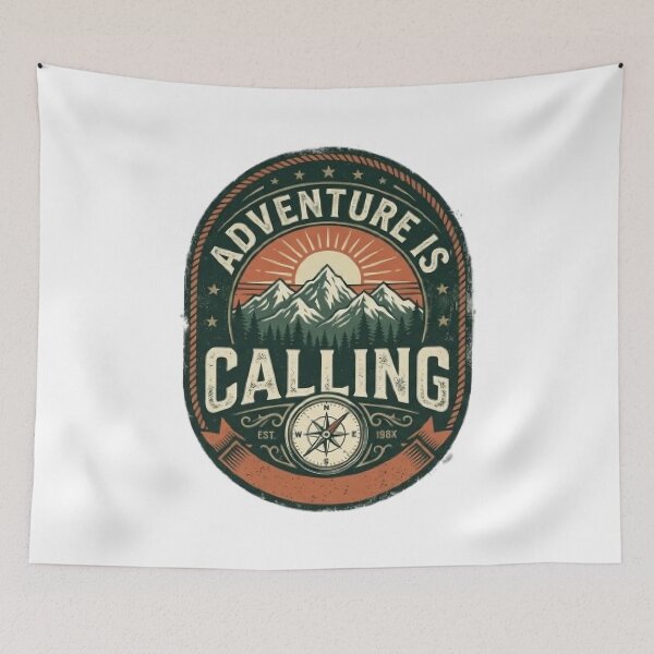 Item preview, Adventure Is Calling Vintage Mountain T-Shirt | Retro Camping & Hiking Typography | Outdoor Nature Graphic Tee designed and sold by Faisal  Shah.