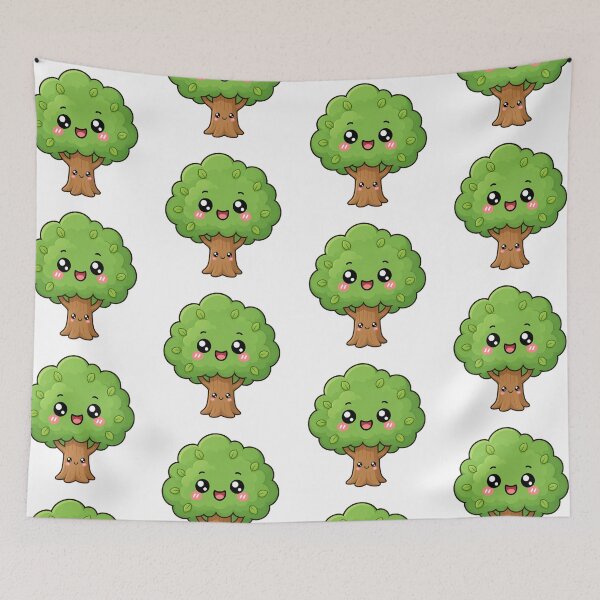 Item preview, Cute Kawaii Tree Happy Green Nature Illustration designed and sold by Seculinator.