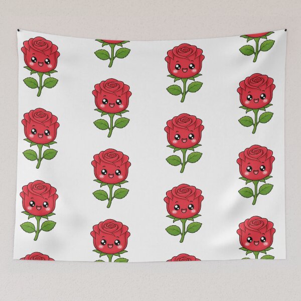 Item preview, Cute Kawaii Rose Happy Red Flower Illustration designed and sold by Seculinator.