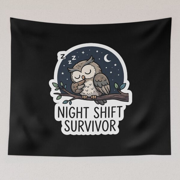 Item preview, Sleepy Cute Owl Night Shift Survivor designed and sold by Owcomm.