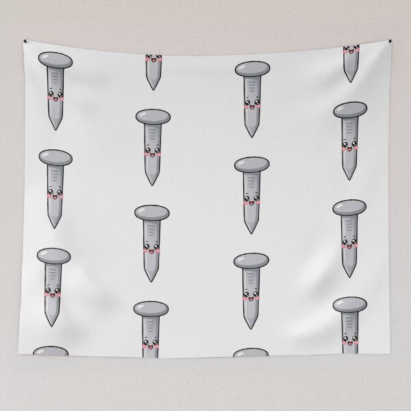 Item preview, Cute Kawaii Metal Nail Happy Hardware Tool Illustration designed and sold by Seculinator.