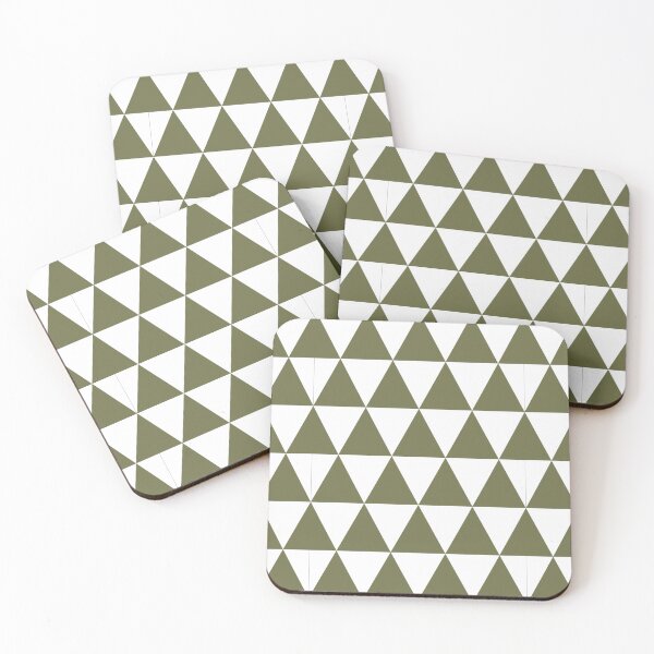 Item preview, White and Olive triangle grid    designed and sold by pattern-archive.