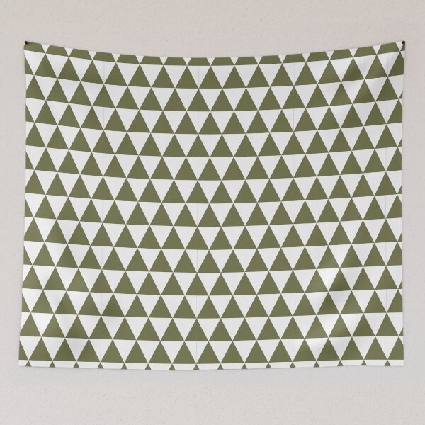 Item preview, White and Olive triangle grid    designed and sold by pattern-archive.