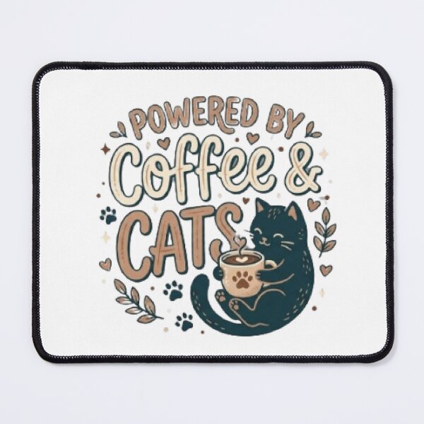Item preview, Powered by Coffee & Cats Cute Typography T-Shirt | Cozy Cat Lover & Coffee Addict Graphic | Kawaii Pet Design designed and sold by Faisal Shah.