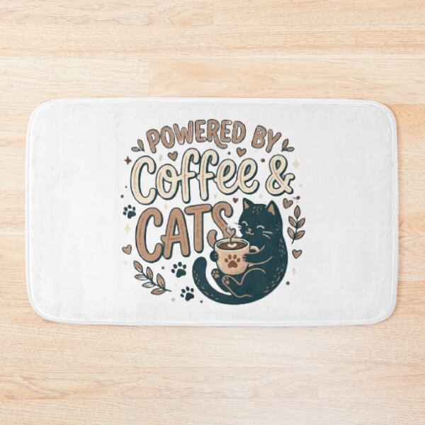 Item preview, Powered by Coffee & Cats Cute Typography T-Shirt | Cozy Cat Lover & Coffee Addict Graphic | Kawaii Pet Design designed and sold by Faisal  Shah.
