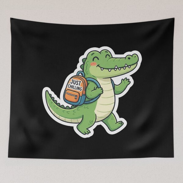 Item preview, Cute Smiling Crocodile Carrying A Backpack designed and sold by Owcomm.