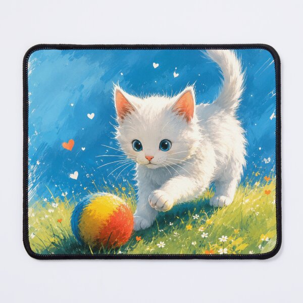 Item preview, Cute White Kitten Wall Art | Adorable Kitten Playing Print | Cat Lover Gift designed and sold by AbstractAuraArt.