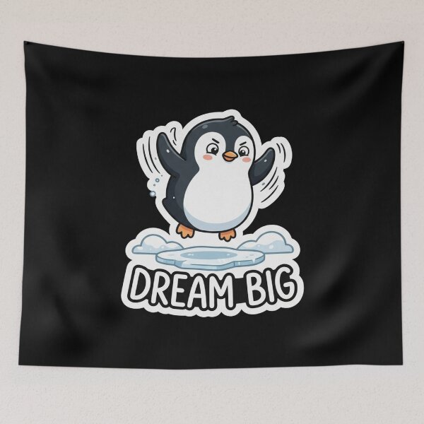 Item preview, Cute Penguin Jumping Dream Big Illustration designed and sold by Owcomm.