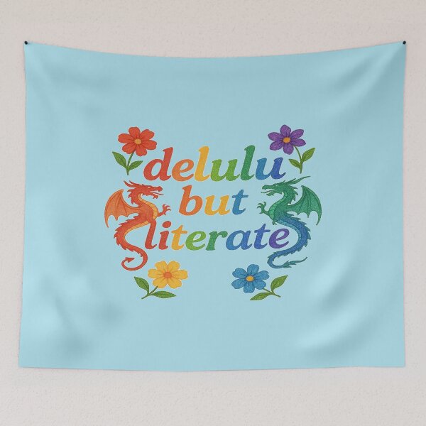 Item preview, Delulu But Literate Rainbow Dragon Book Lover Design designed and sold by BookedAndDesign.