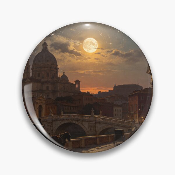 Item preview, Twilight Sun and Moon Above Renaissance Riverside Town designed and sold by aolisakshop.