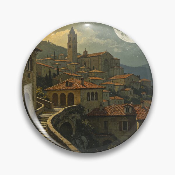 Item preview, Sun-Moon Eclipse Above Terracotta Renaissance Hill Town designed and sold by aolisakshop.