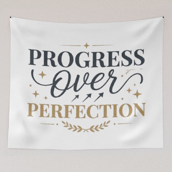 Item preview, Progress Over Perfection Motivational Typography T-Shirt | Inspirational Quote | Minimalist Self Growth Graphic Tee designed and sold by Faisal  Shah.