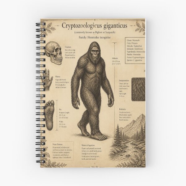 Item preview, Bigfoot Vintage Naturalist Cryptid Field Guide Print designed and sold by SunnyDesign82.