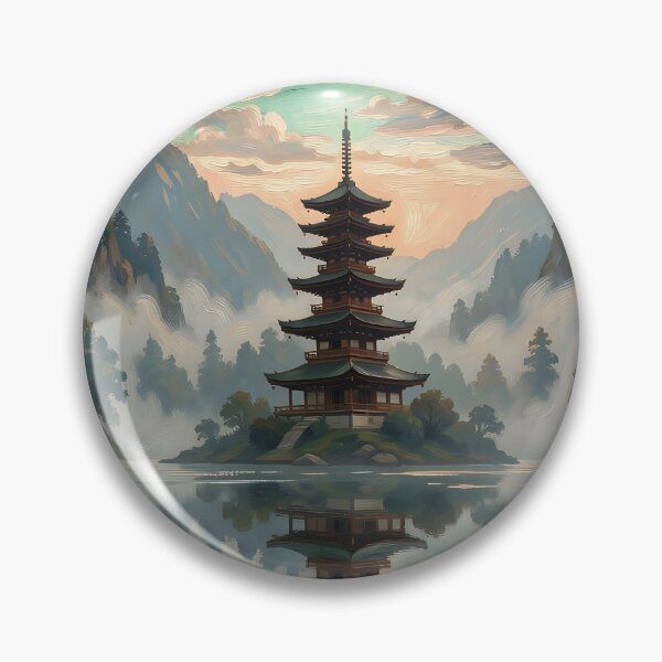 Item preview, Historic Pagoda in the Fog by the Lake designed and sold by VoidVeilStudio.