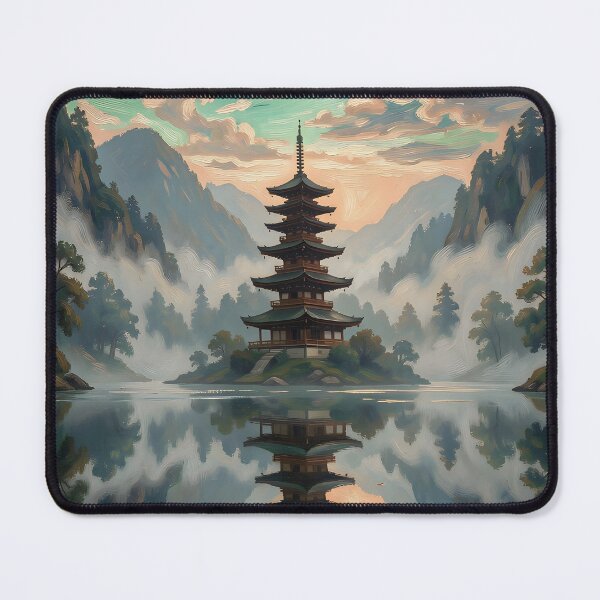 Item preview, Historic Pagoda in the Fog by the Lake designed and sold by VoidVeilStudio.