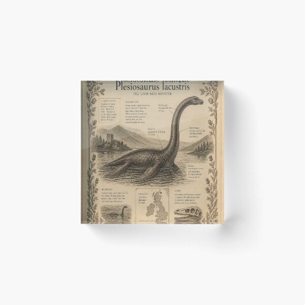 Item preview, Loch Ness Monster Vintage Naturalist Cryptid Field Guide Print designed and sold by SunnyDesign82.